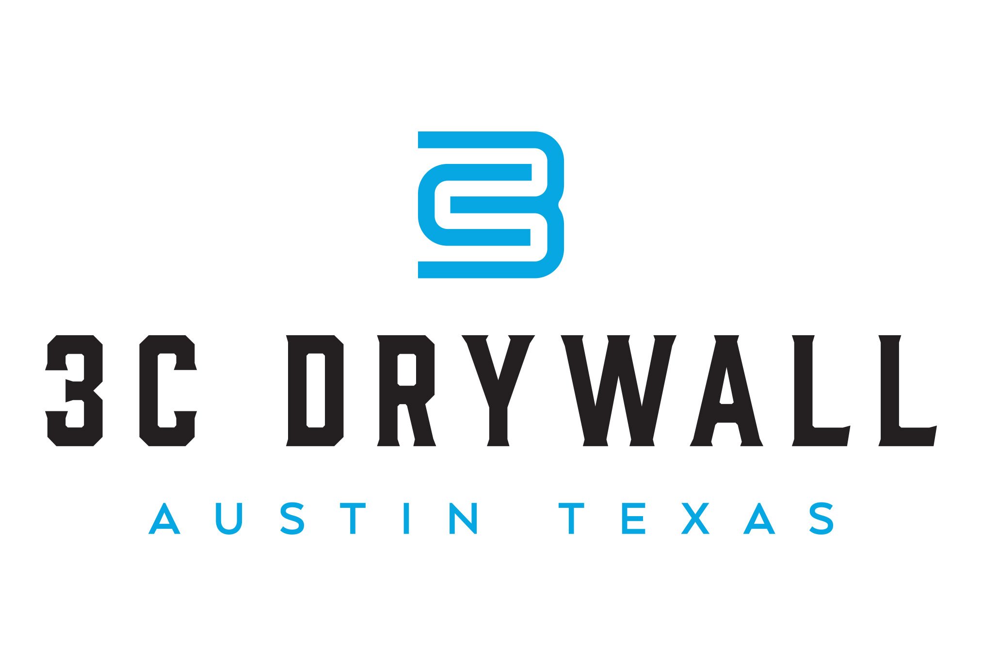 3c drywall construction logo design by left hand design in austin texas