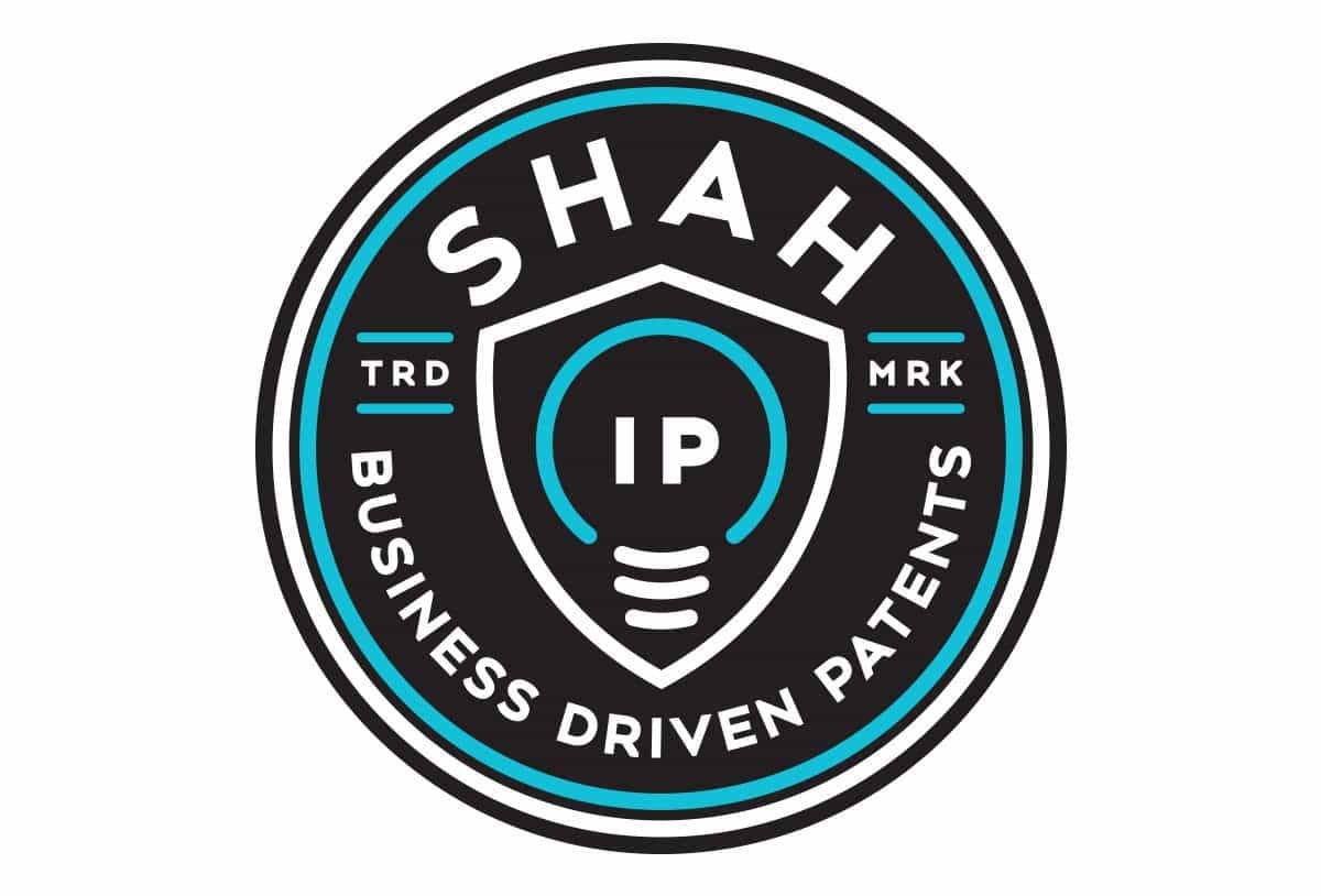 shah ip patent attorney law firm logo design in austin texas by beau morrow for left hand design