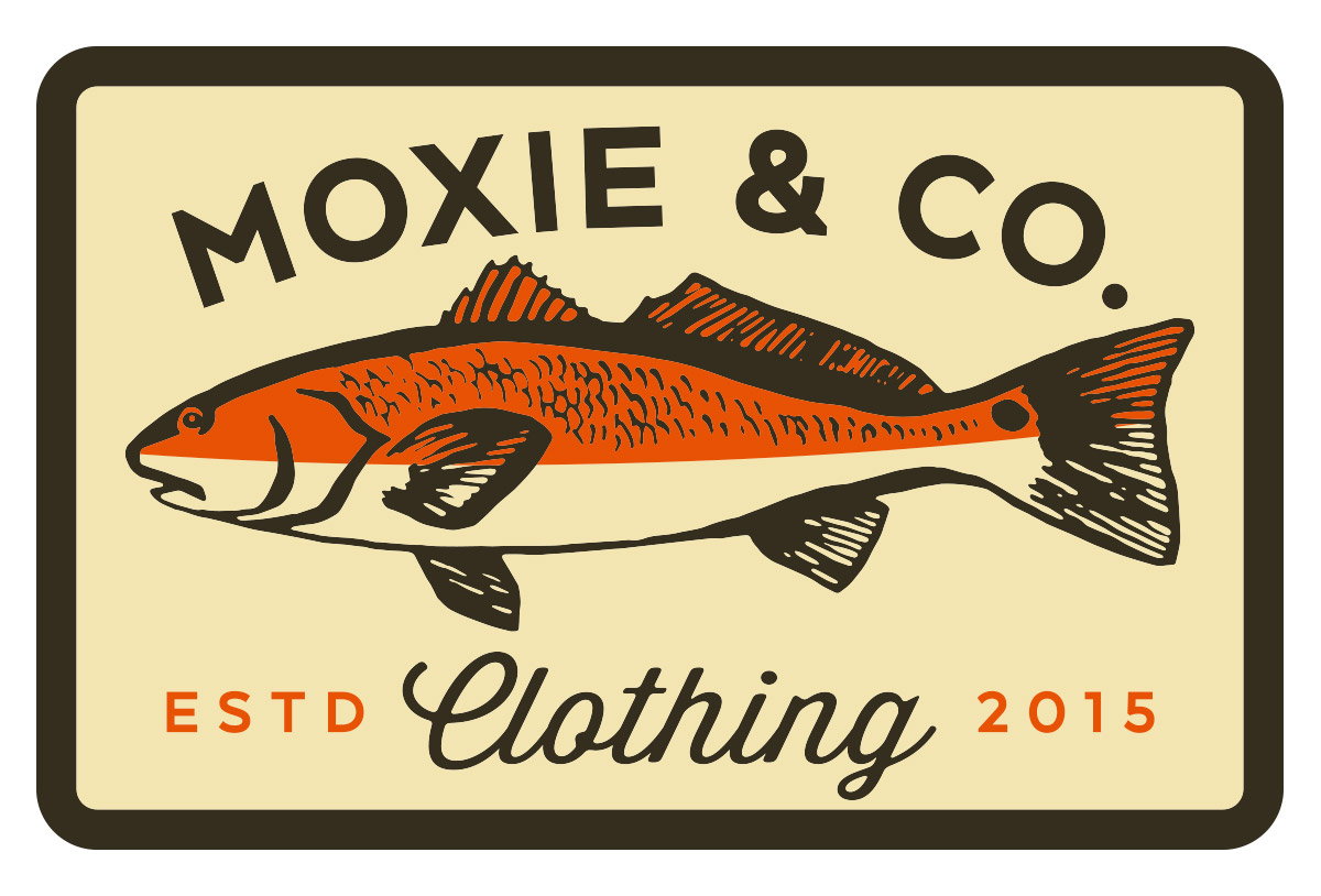 moxie & co fly fishing redfish patch design in austin texas by beau morrow for left hand design