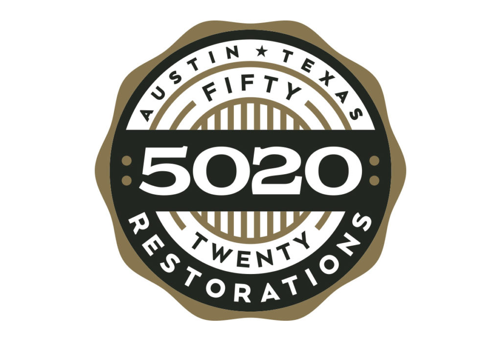 5020 restorations car shop logo design by left hand design in austin texas