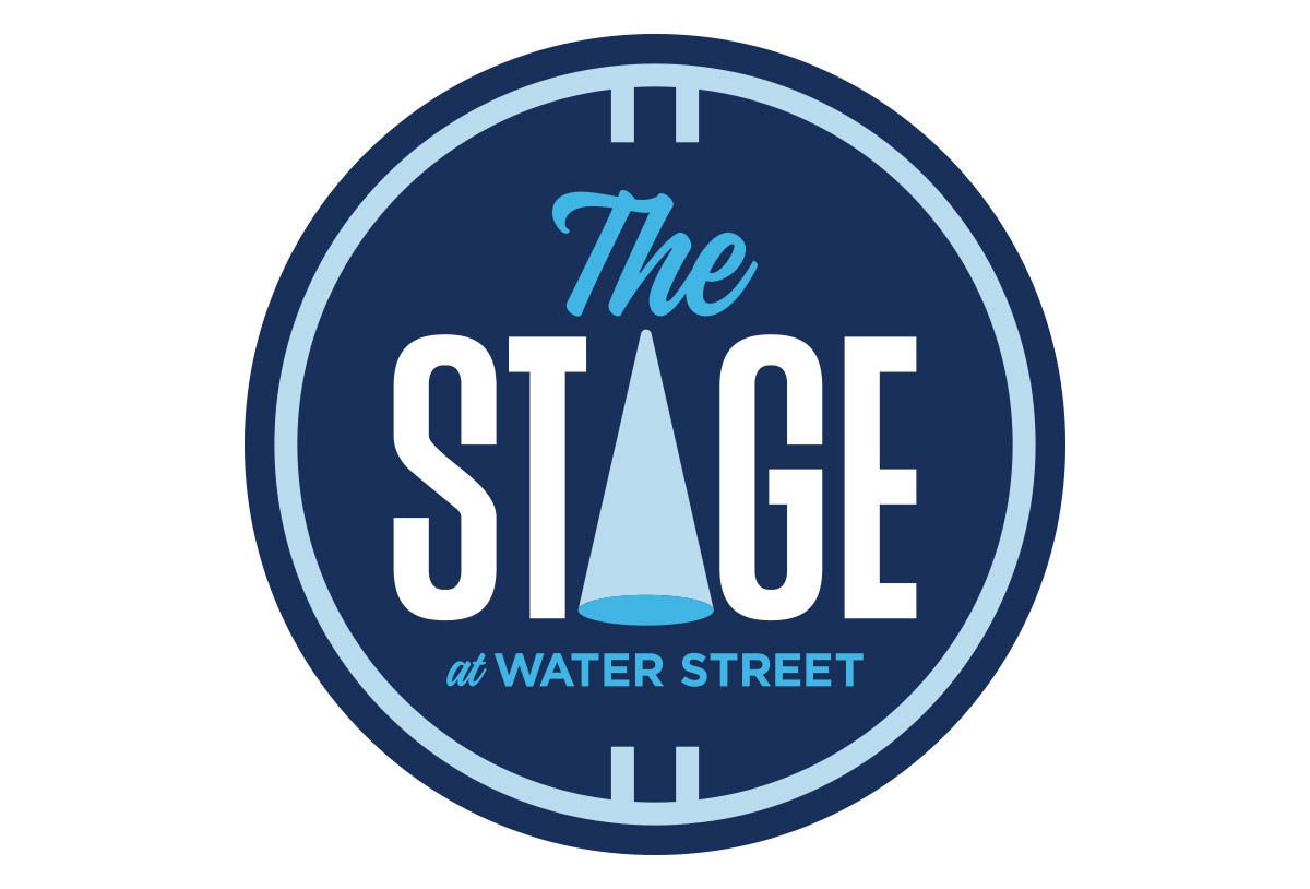 the stage at waterstreet theatre logo design in austin texas by beau morrow for left hand design
