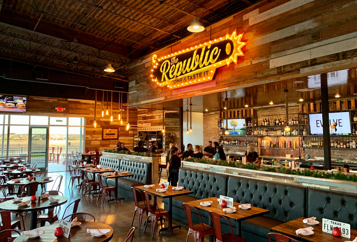 republic kitchen + bar neon sign design by beau morrow for left hand design in austin texas