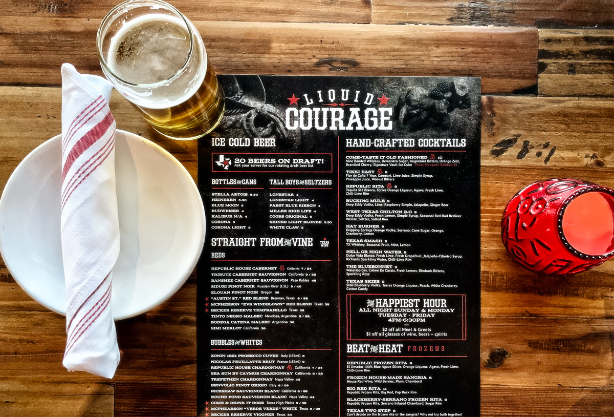 republic kitchen + bar menu design by beau morrow for left hand design in austin texas