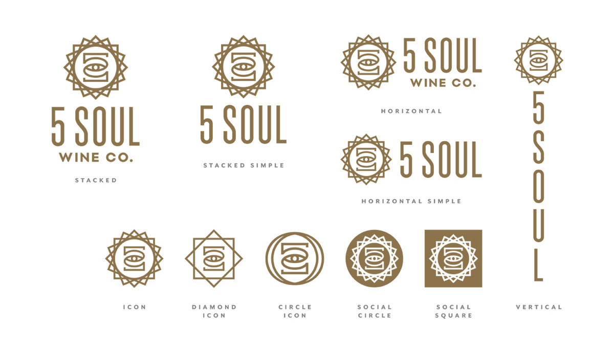 5 soul wine branding design by beau morrow for left hand design in austin texas