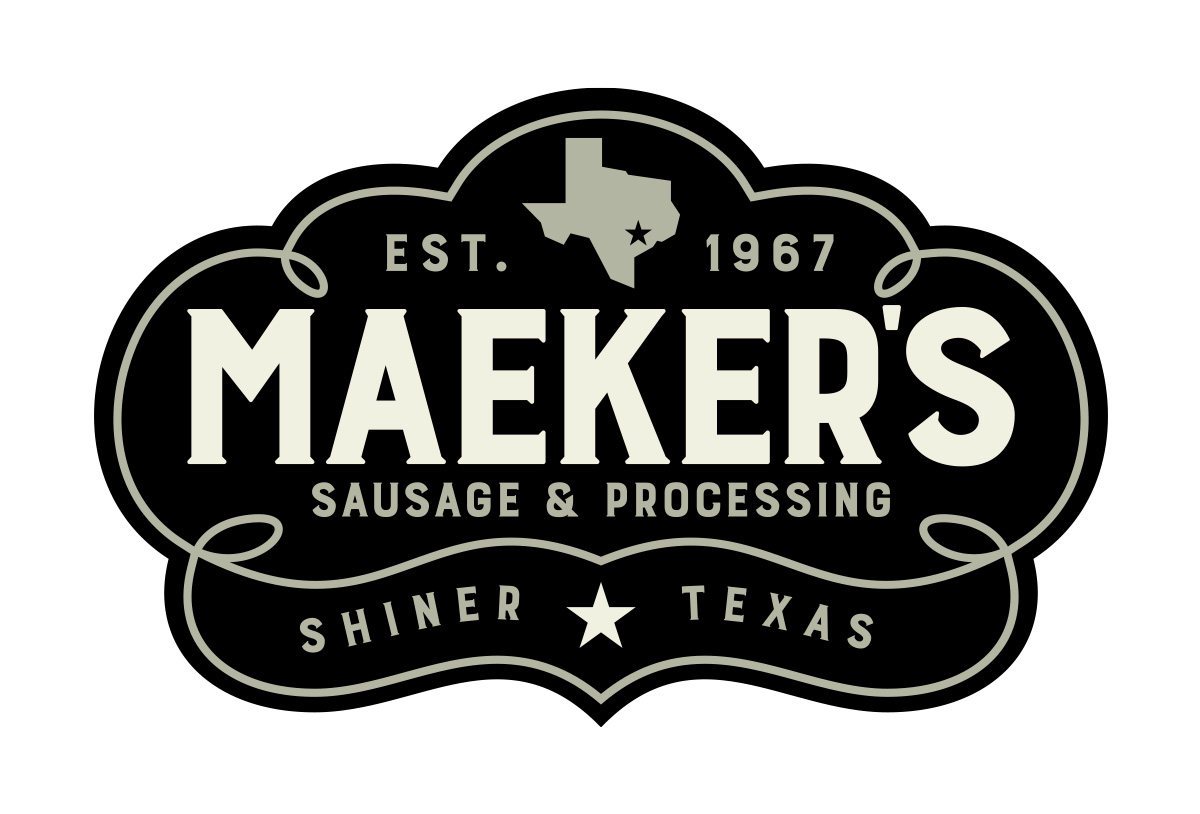 maeker's sausage package design by beau morrow for left hand design in austin texas