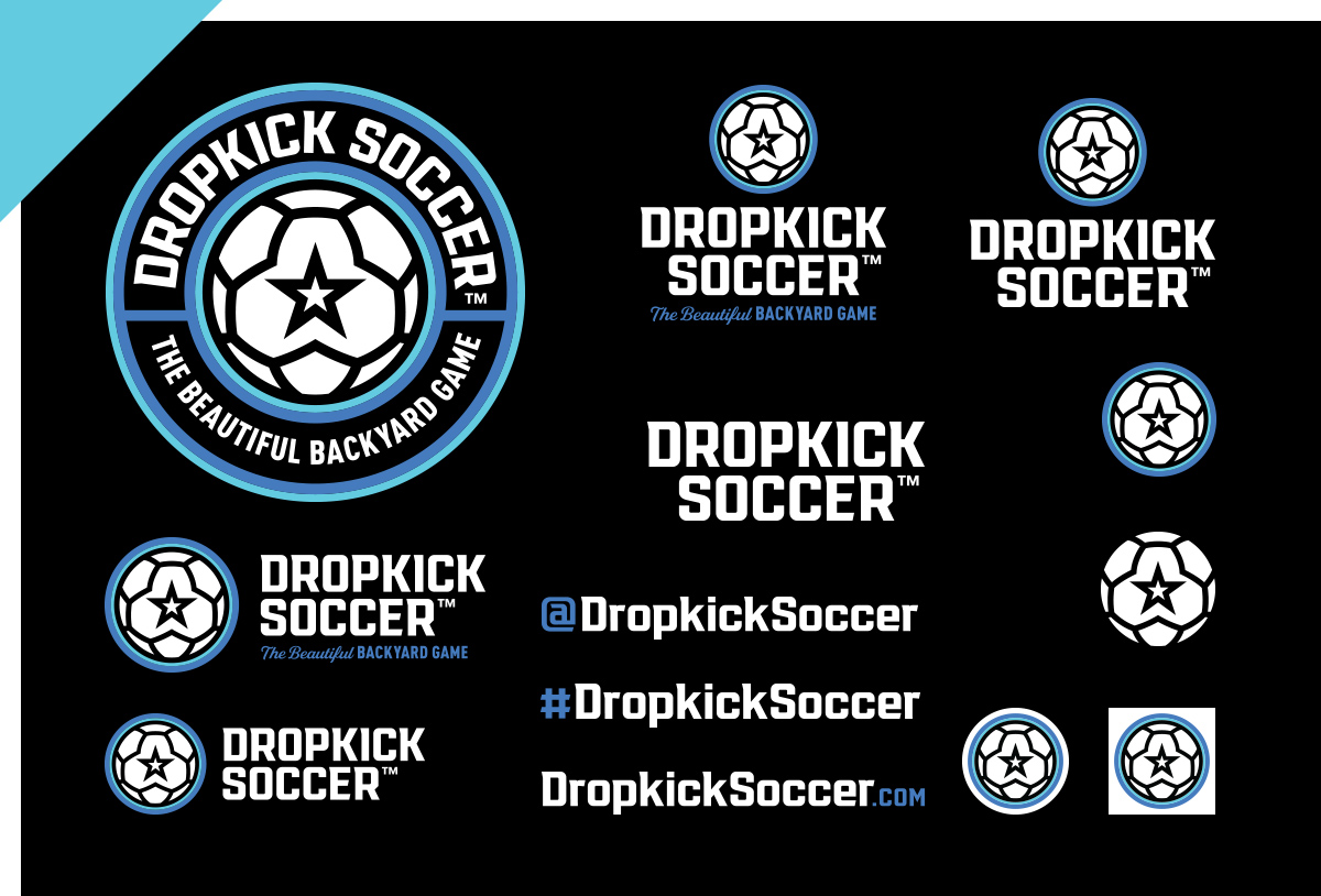 DropKick Soccer branding logo design by beau morrow for left hand design in austin texas
