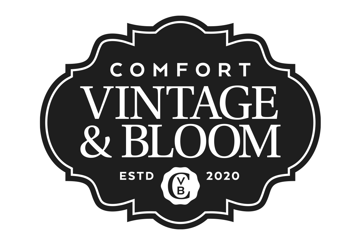 Comfort Vintage & Bloom vintage logo design by beau morrow for left hand design in austin texas
