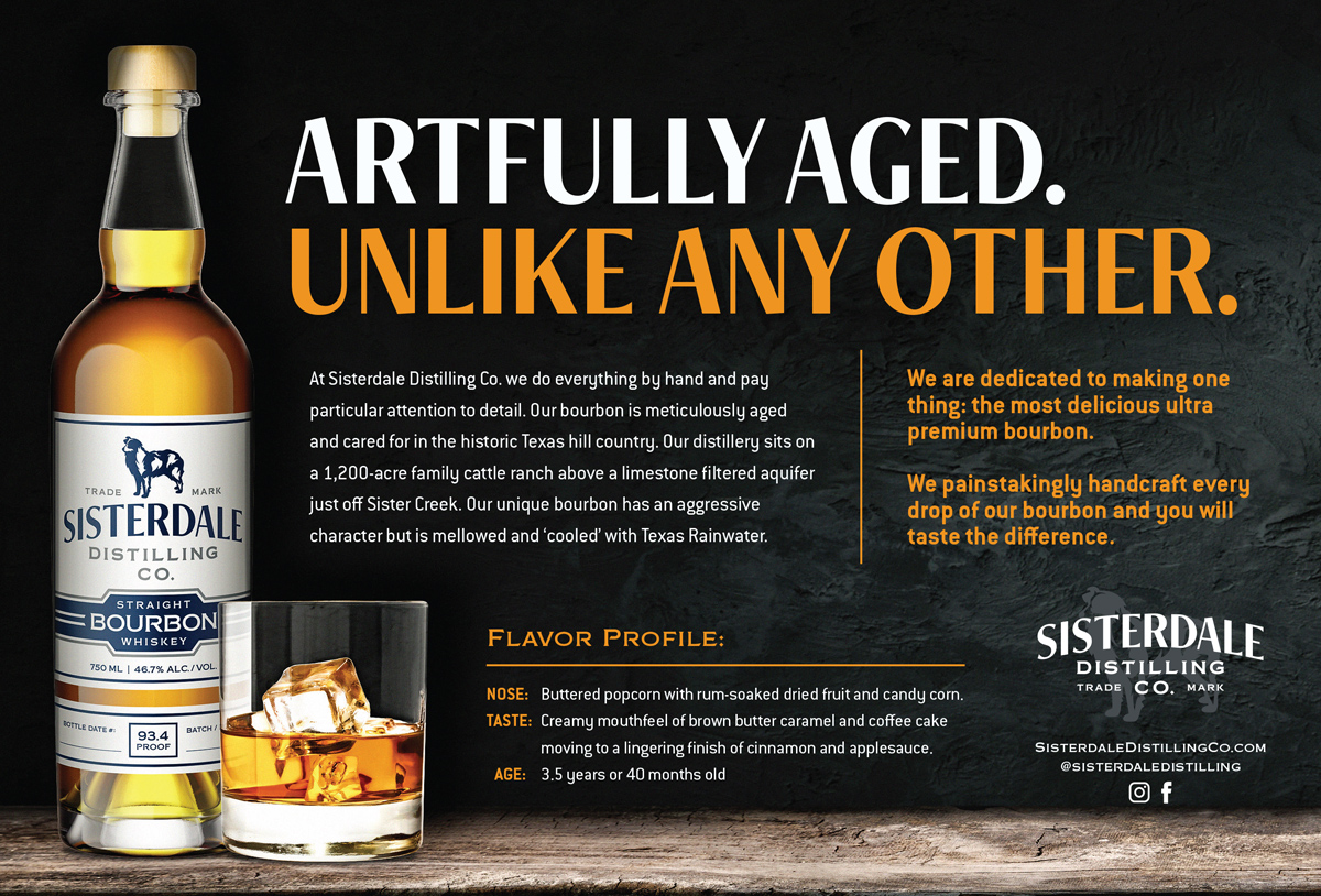 Sisterdale Distilling Co bourbon ad design by beau morrow for left hand design in austin texas