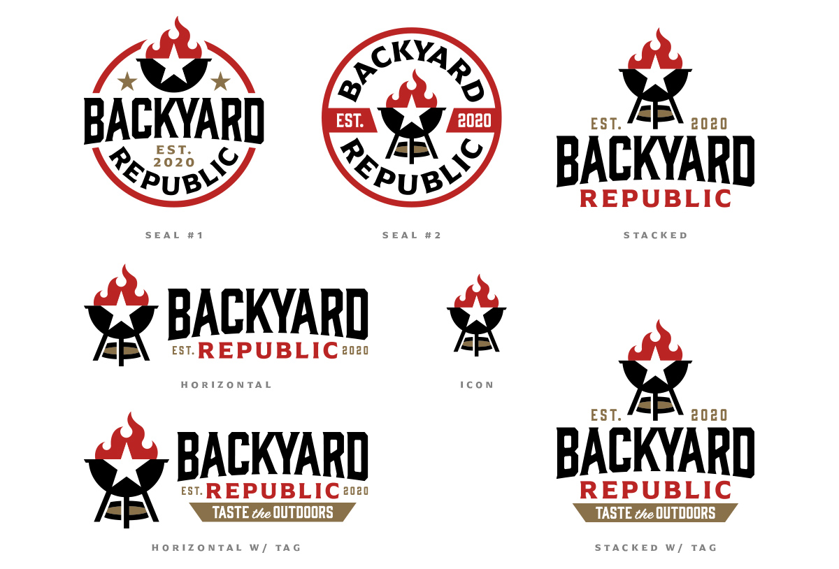 backyard republic texas bbq logo design by beau morrow for left hand design in austin texas