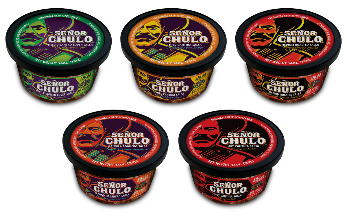 senor chulo salsa package design by beau morrow for left hand design in austin texas