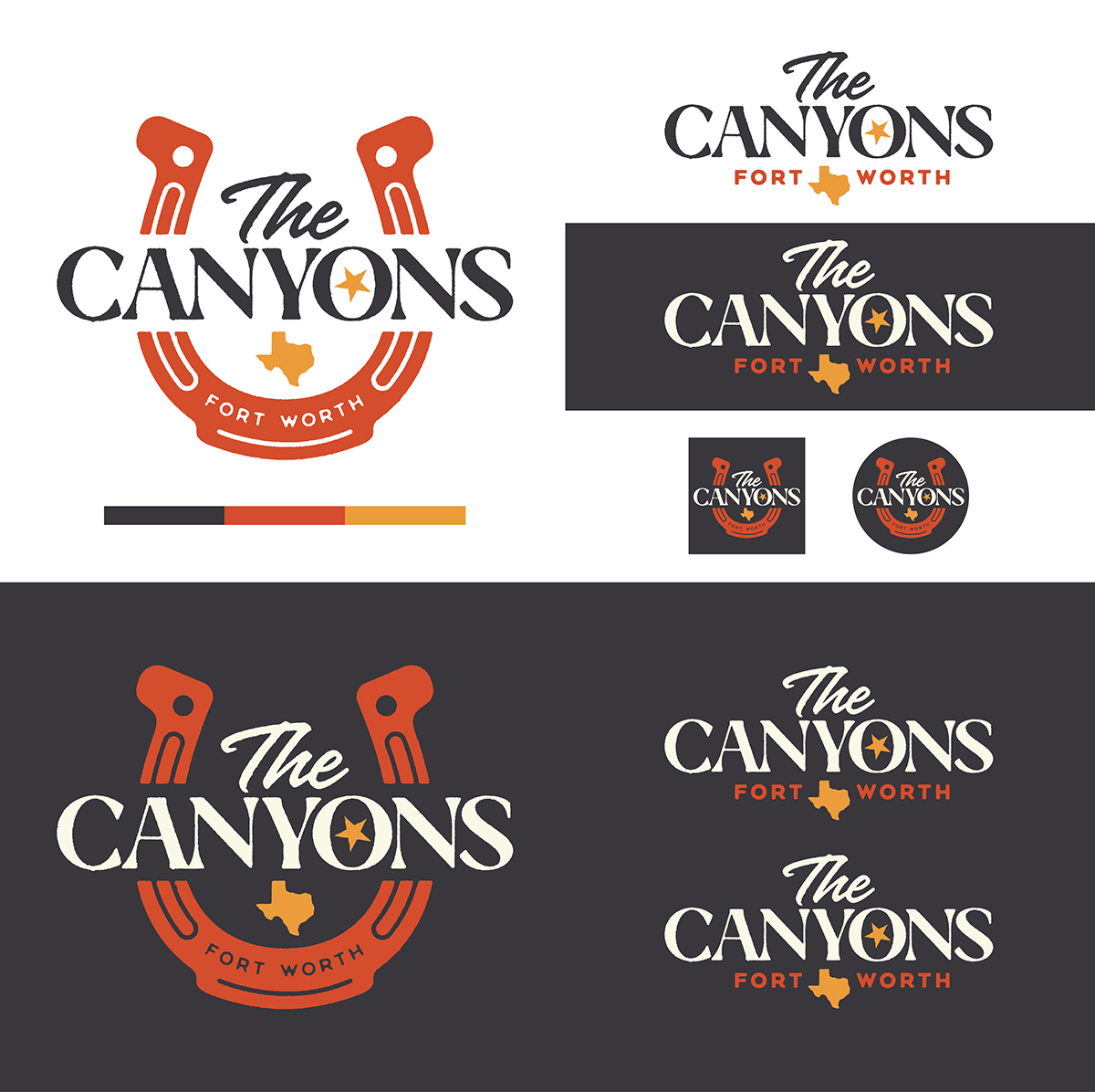 the canyons apartment complex logo design by beau morrow for left hand design in austin texas