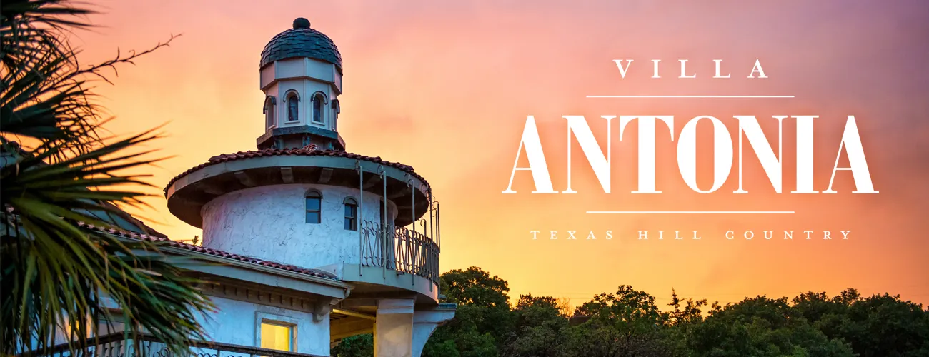 Villa Antonia Central Texas venue rebrand website and signage