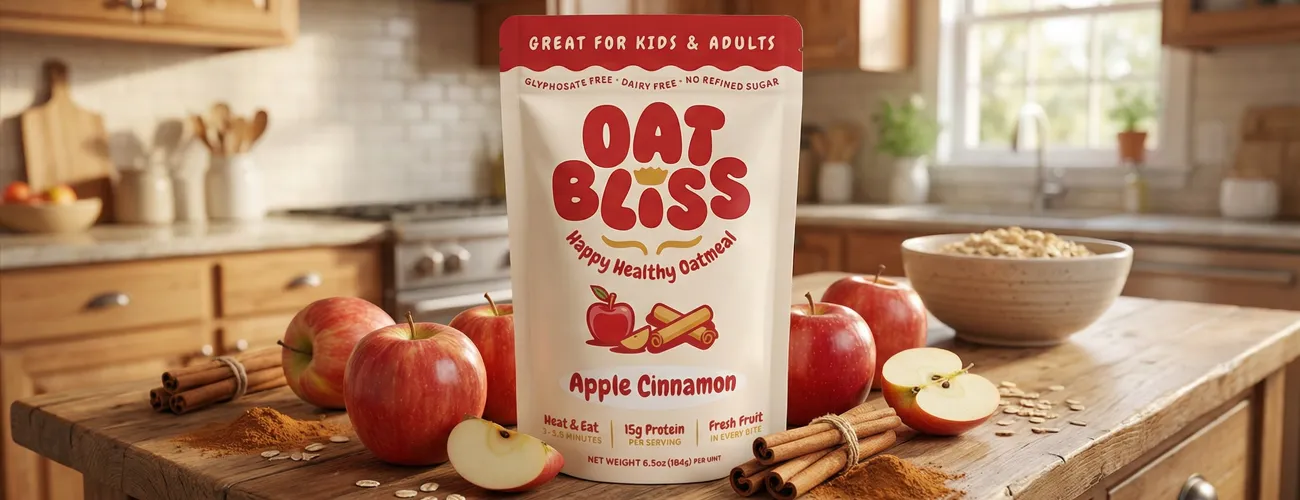 Oat Bliss package design and illustrated identity