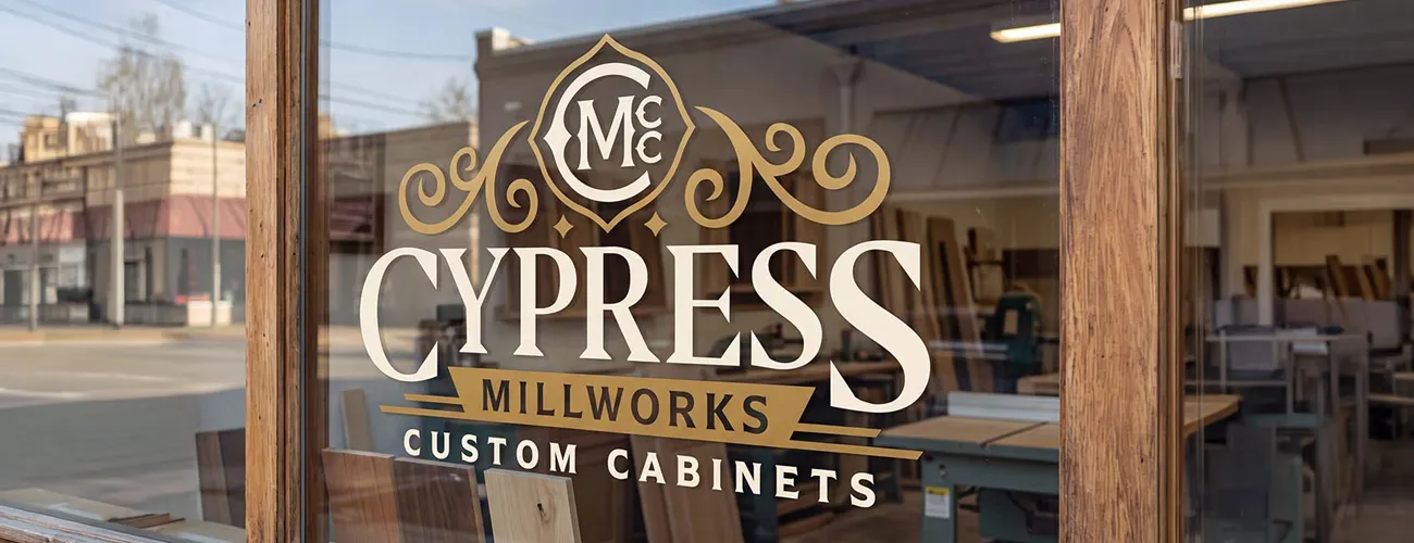 Cypress Millworks custom cabinetry brand identity by Left Hand Design