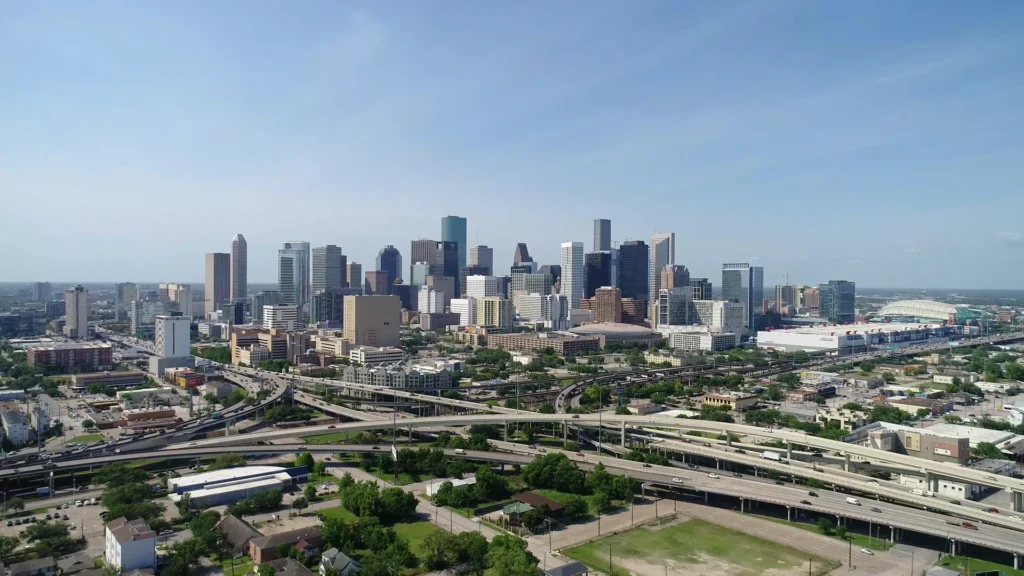 Houston city card for remote logo, web, and packaging design collaboration