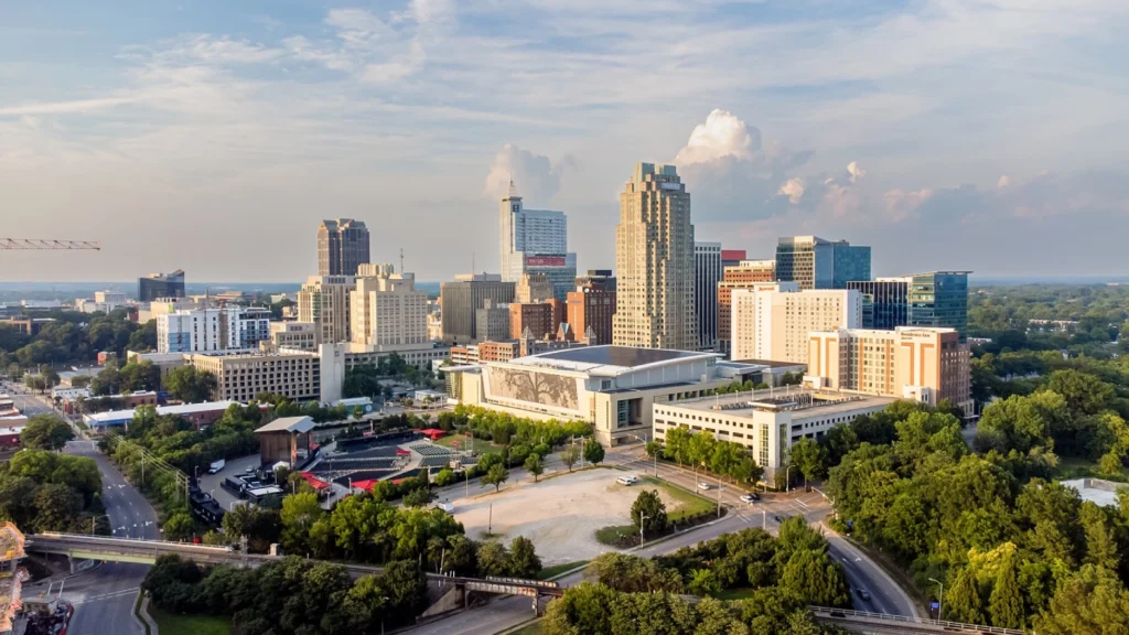 Raleigh and Research Triangle city card for brand identity and launch-ready design support