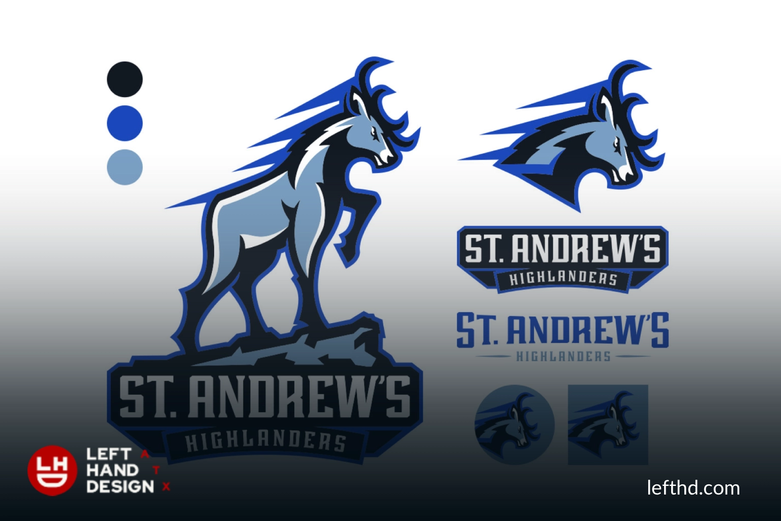 St. Andrew's Episcopal School mascot and logo family designed by Left Hand Design